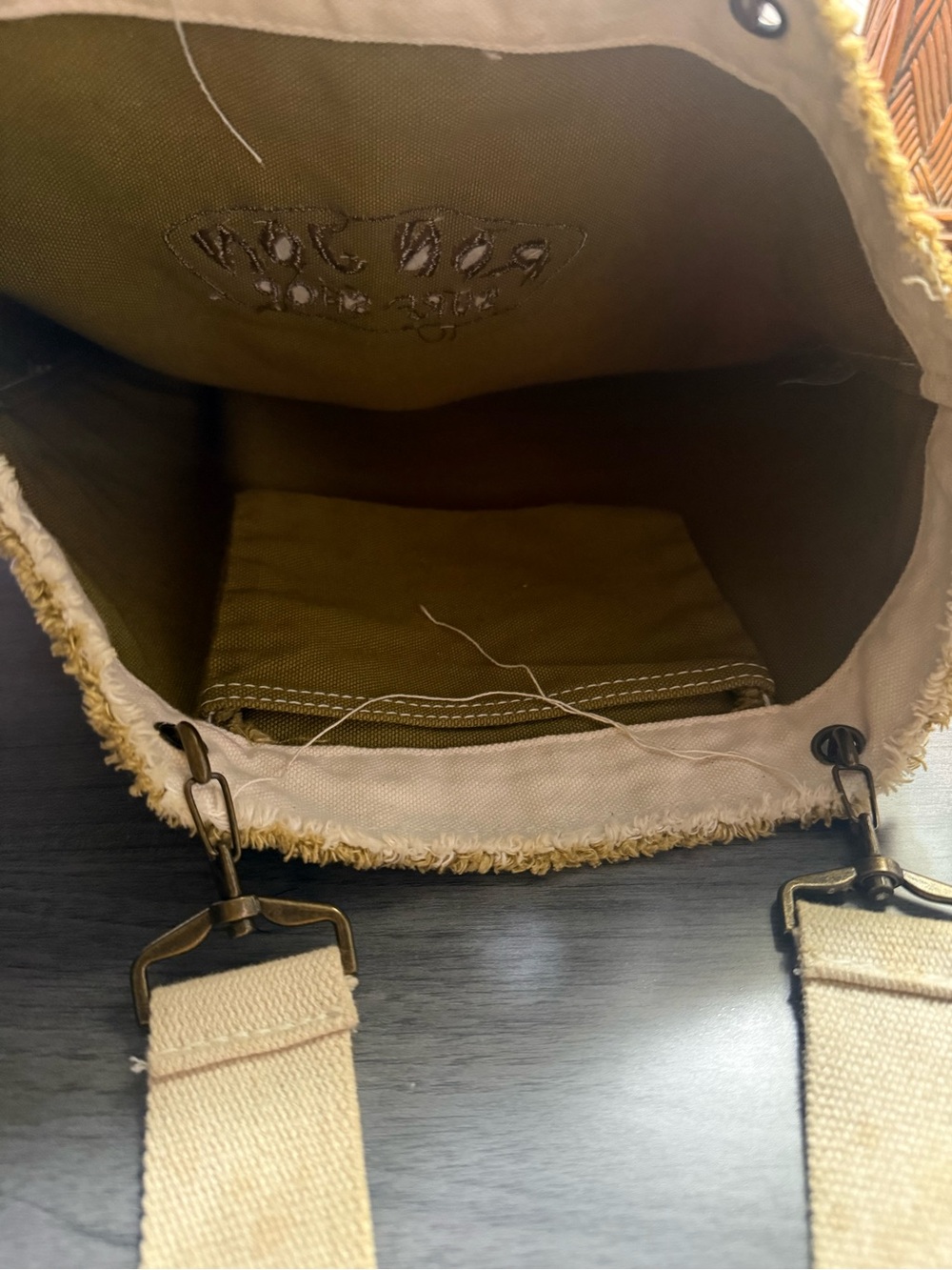 Olive Canvas Tote Bag - Picture 3 of 5